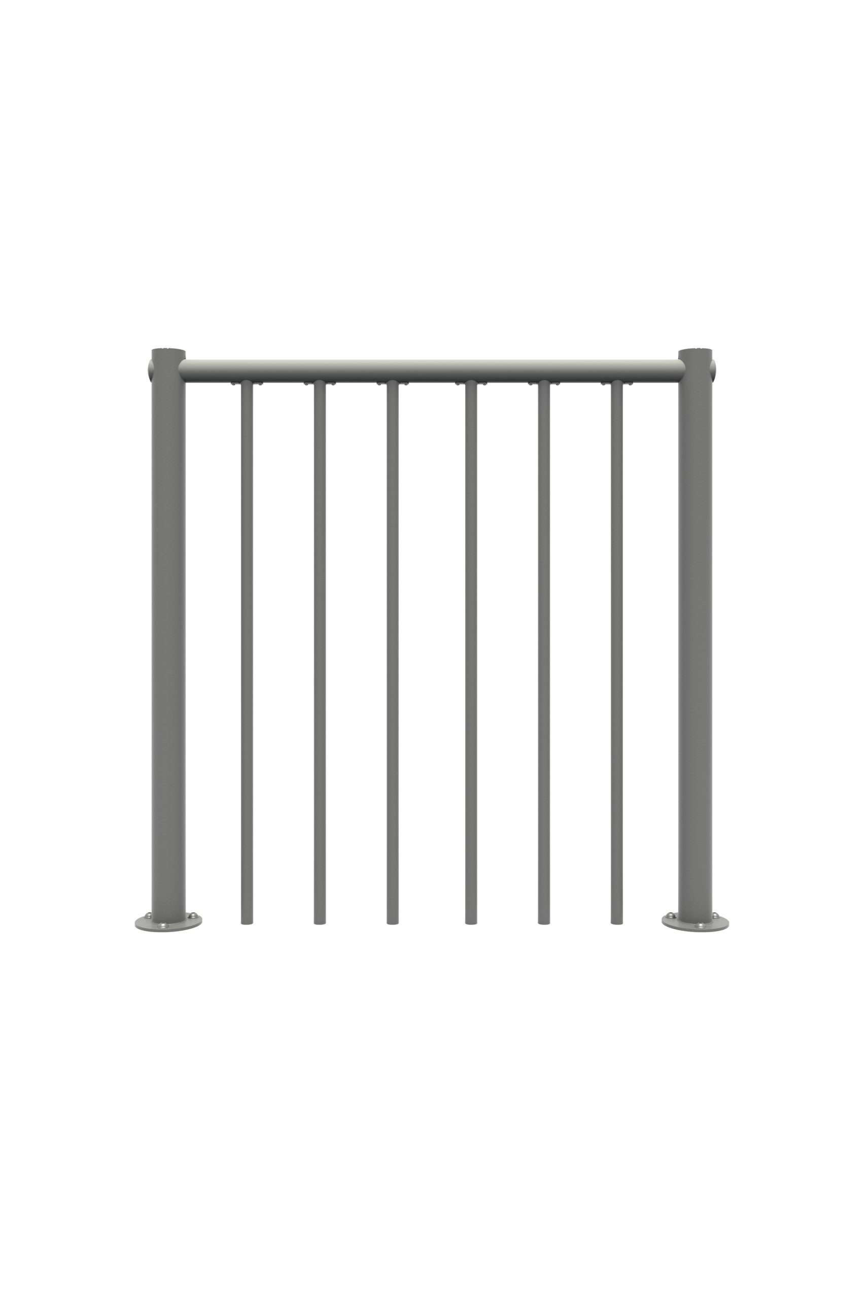 Bruestungsgelaender_Staebe_PVC_grau-1-scaled Parapetna ograja z navpičnimi palicami in PVC ograjo - slika 1